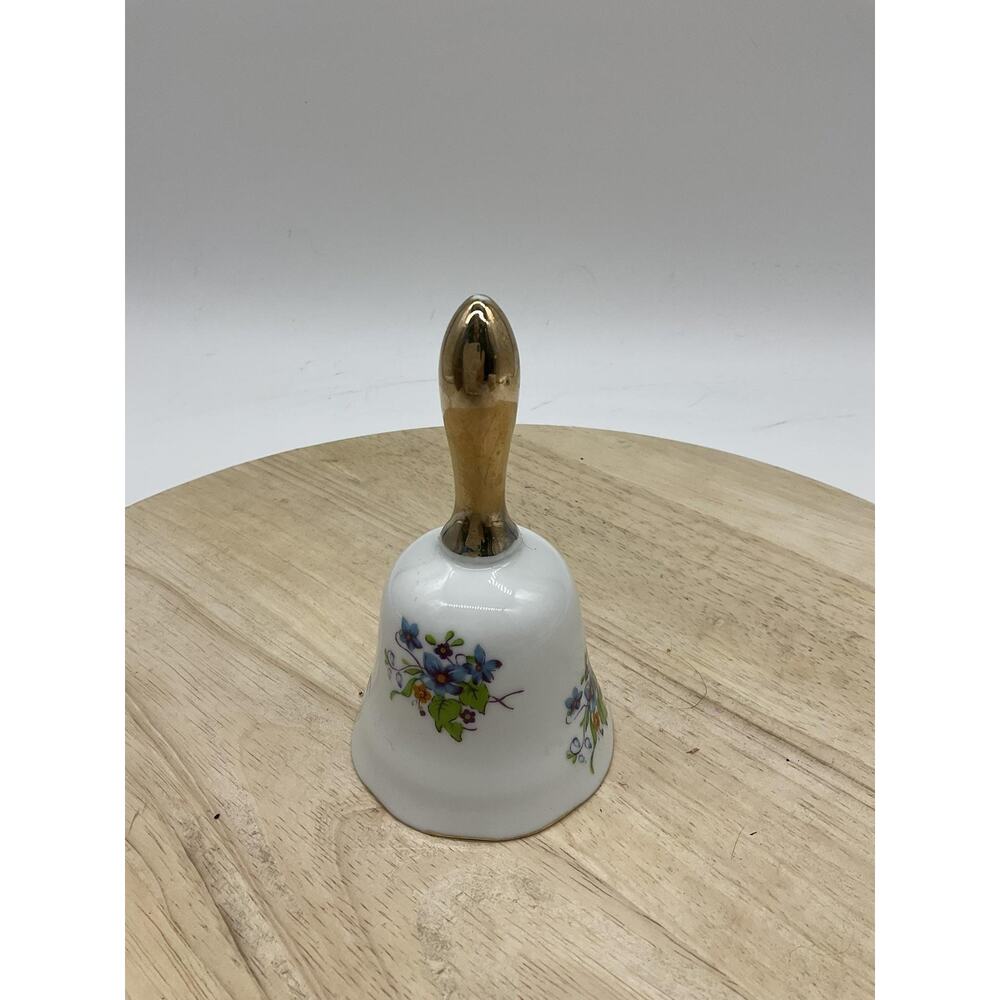 Vintage Norleans Whiteā Porcelain Floral Hand Bell Small Japan Collectible